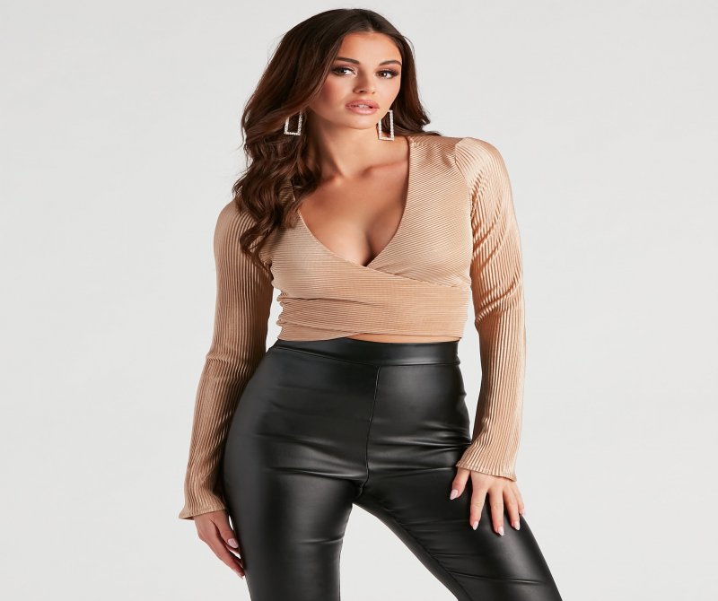 TableClothsUs First Position Rib Satin Wrap Top