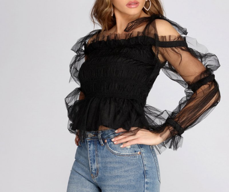 TableClothsUs So Extra Mesh Smocked Top