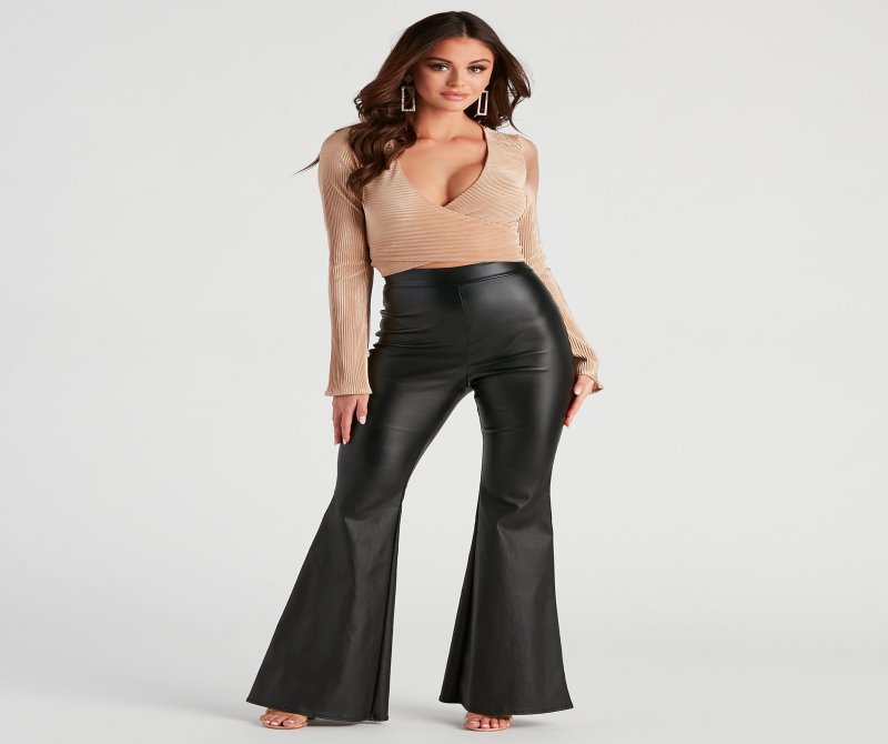 TableClothsUs First Position Rib Satin Wrap Top