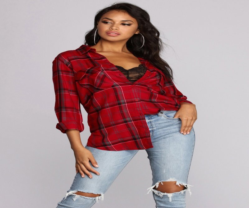 TableClothsUs Perfectly Plaid Button Up Top