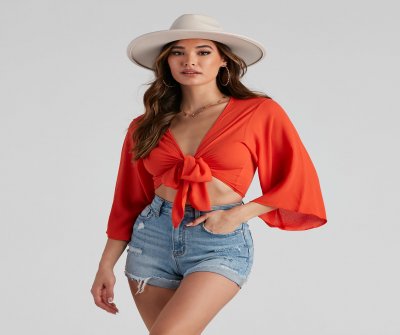 TableClothsUs Boho Bell Tie-Front Top