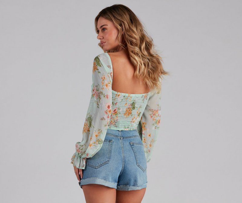 TableClothsUs Gorgeous Florals Chiffon Corset Top