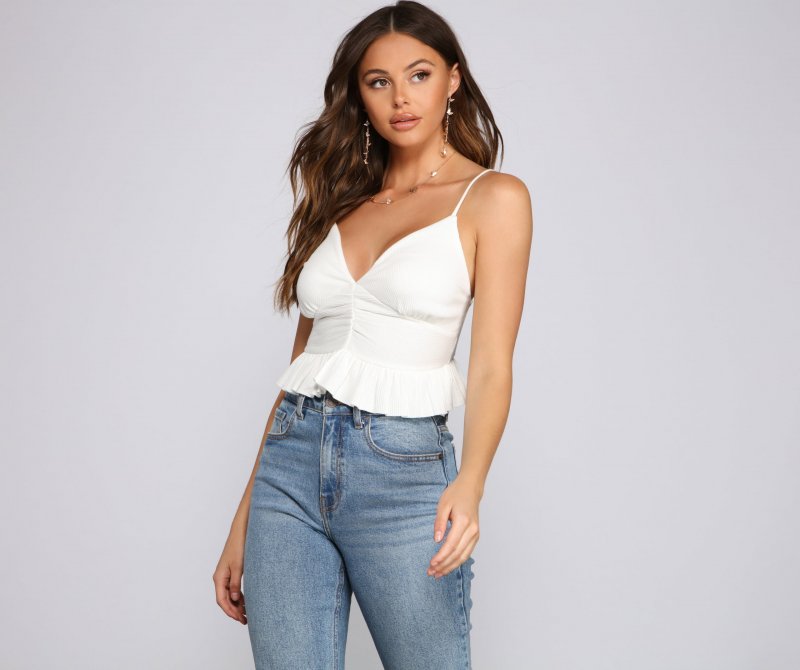 TableClothsUs Flirty Flair Ruffled Crop Top