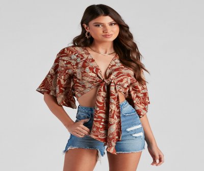 TableClothsUs Palisades Paisley Tie-Front Top