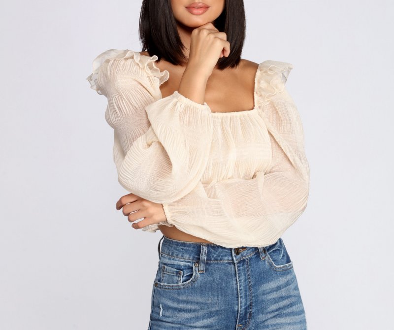 TableClothsUs Crinkle Detail Square Neck Blouse