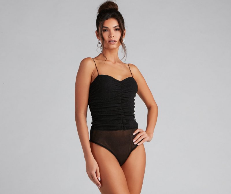 TableClothsUs Shine Bright Glitter Mesh Bodysuit