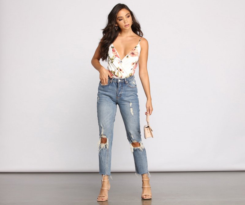 TableClothsUs Floral Babe Spaghetti Strap Bodysuit