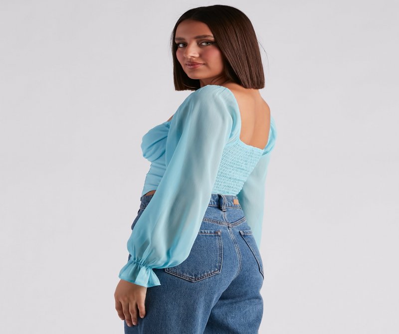 TableClothsUs Breezy Chiffon Cropped Corset Blouse