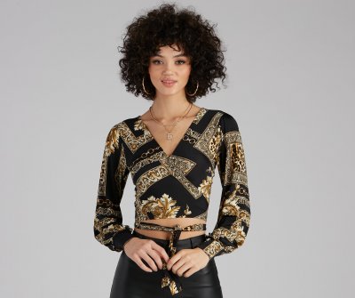 TableClothsUs Royal Wraps Scroll Cheetah Print Top