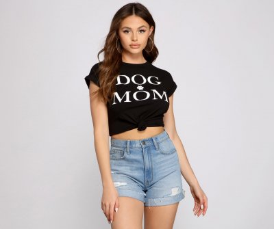 TableClothsUs Dog Mom Graphic Crop Tee