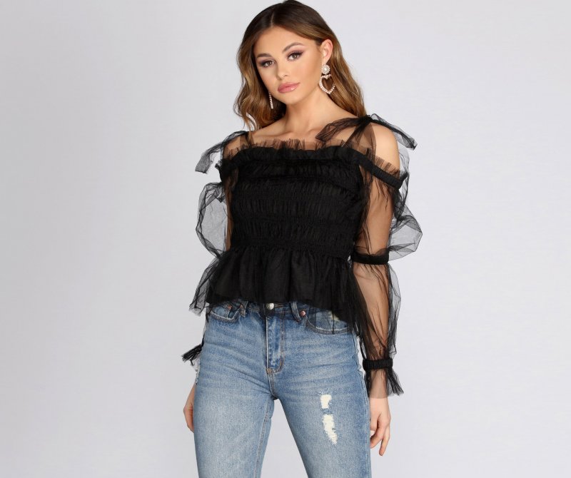 TableClothsUs So Extra Mesh Smocked Top