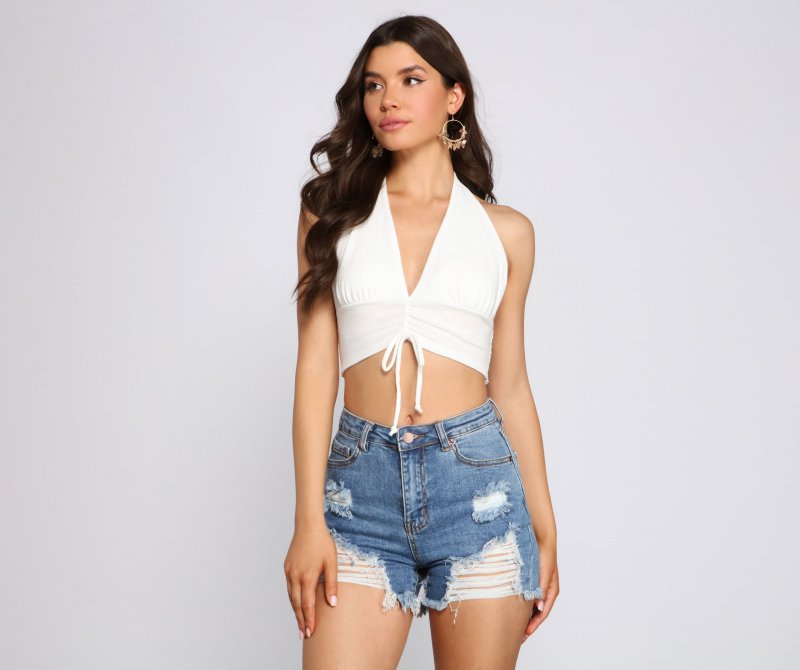 TableClothsUs Cinched And Chic Cropped Halter Top