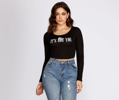 TableClothsUs It's Not You Long Sleeve Crop Top