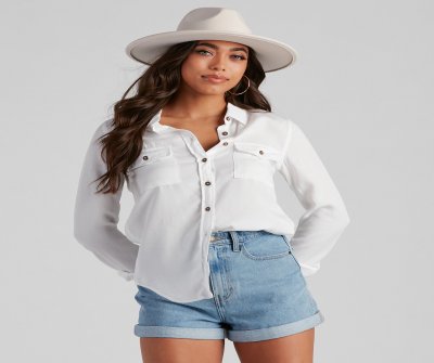 TableClothsUs All About Cute Button-Down Top