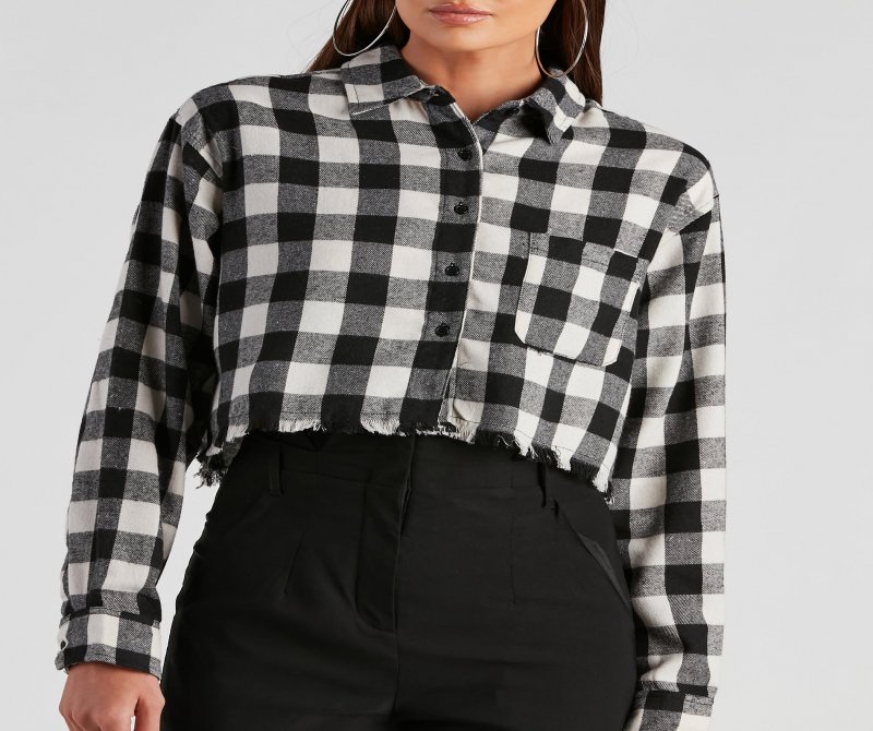 TableClothsUs Plaid Mood Button Up Flannel Top