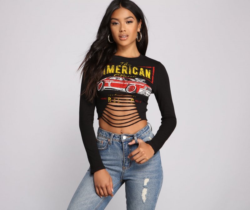 TableClothsUs American Classic Graphic Crop Top