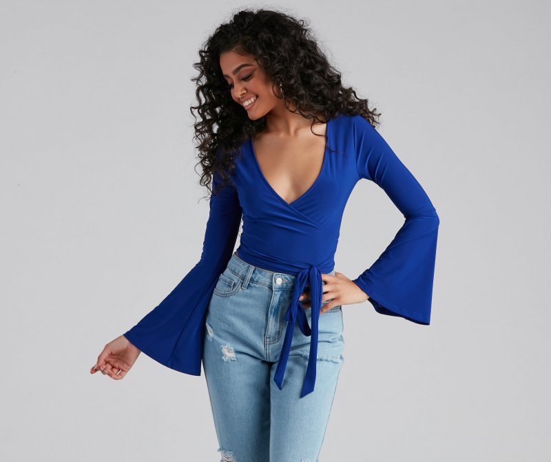 TableClothsUs Wrapped In Chic Bell Sleeve Top