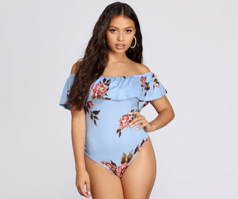 TableClothsUs Floral Moment Ruffled Bodysuit