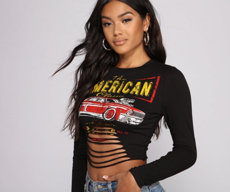 TableClothsUs American Classic Graphic Crop Top