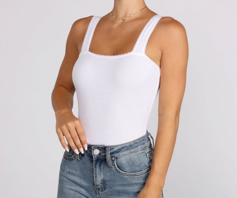 TableClothsUs Ribbed Scallop Trim Bodysuit