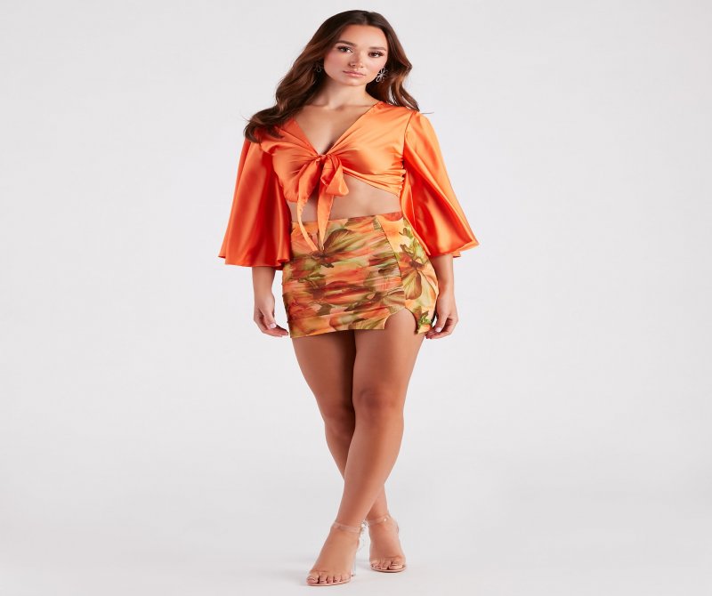 TableClothsUs Silky Chic Kimono Tie-Front Top