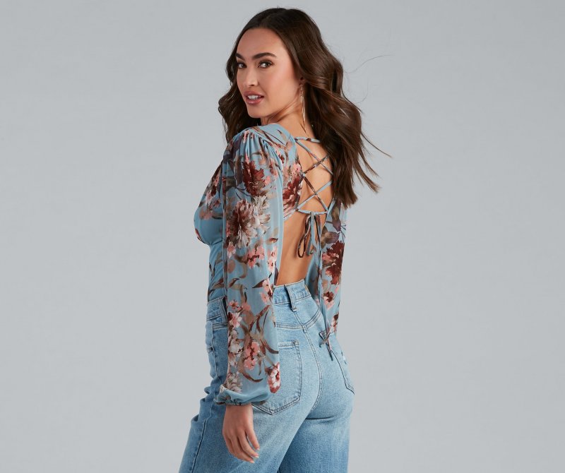 TableClothsUs Blooming Chic Floral Bodysuit