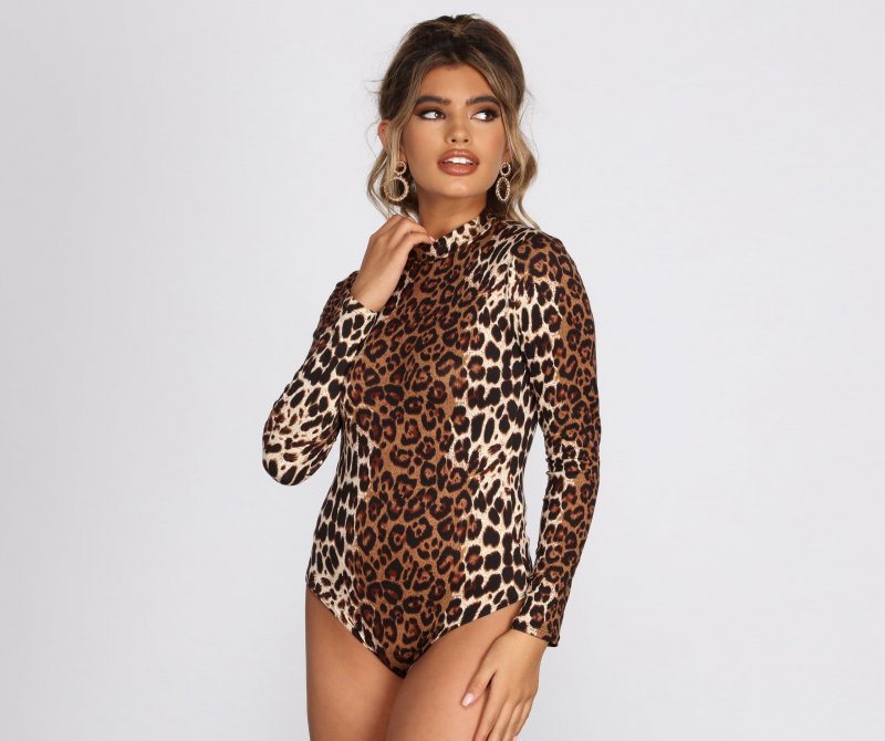 TableClothsUs Feline Fine Mock Neck Bodysuit