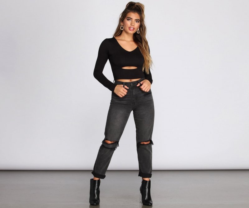 TableClothsUs Cut Out Knit Crop Top